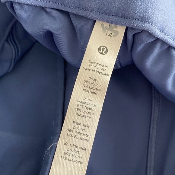 Lululemon Keep Moving Cropped Pants Womens 14 Blue Stretch Hi Rise Pull On Train - Picture 6 of 9